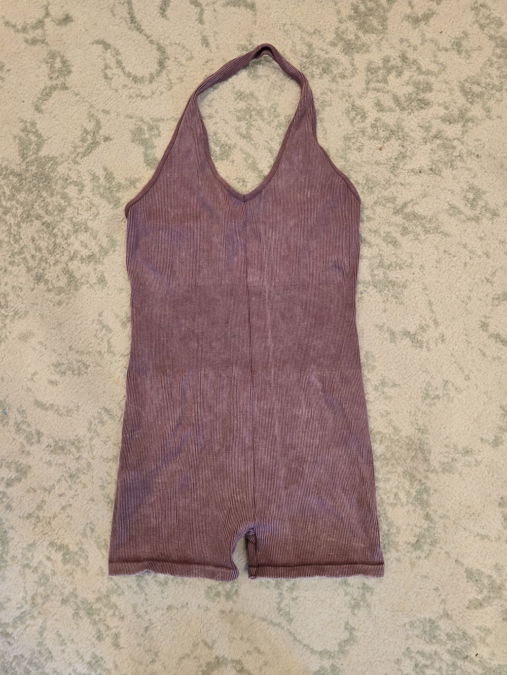 Aerie Mauve Ribbed Halter Romper